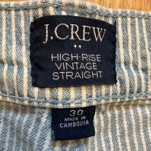 J. Crew Blue and White High-Rise Jeans